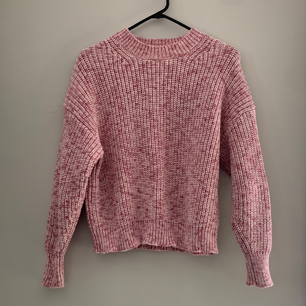 J. Crew Heathered Pink Crew Neck Sweater Size S